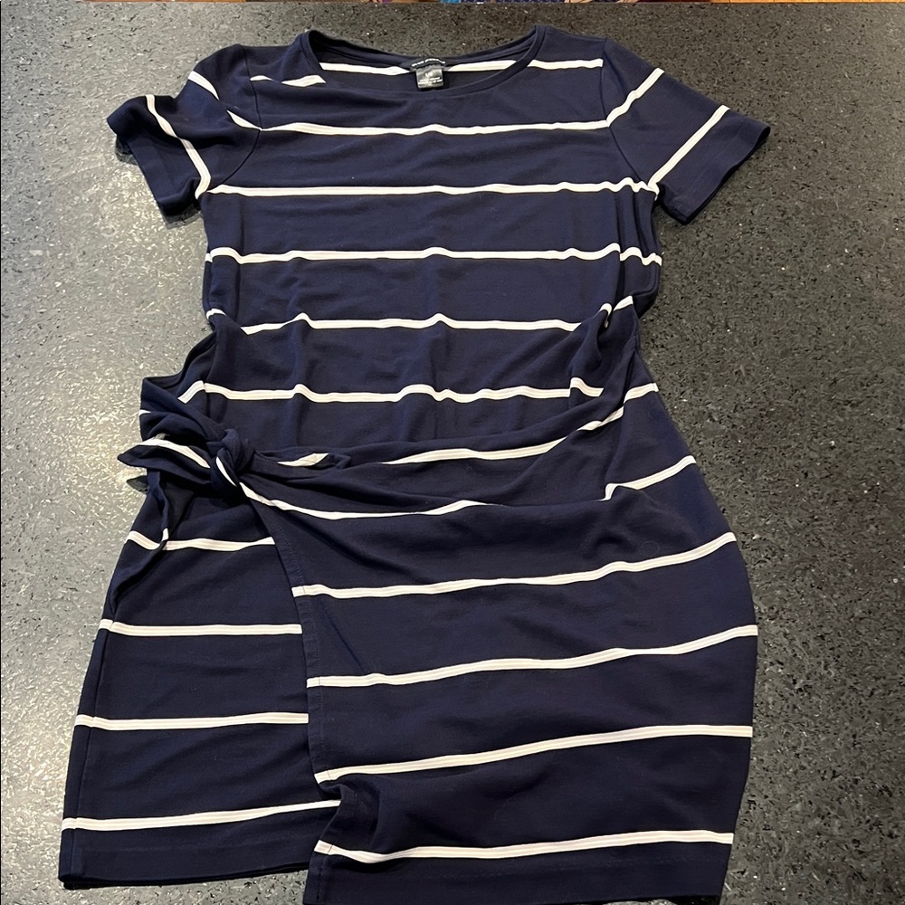 Club Monaco Navy and White Striped Mini Dress